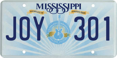 MS license plate JOY301