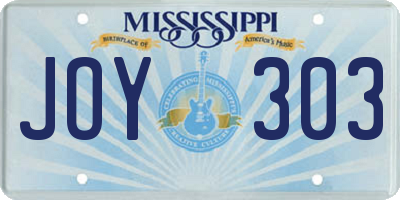 MS license plate JOY303