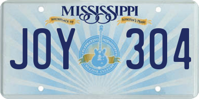 MS license plate JOY304