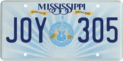 MS license plate JOY305