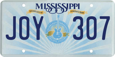 MS license plate JOY307