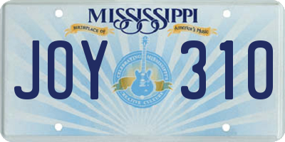 MS license plate JOY310