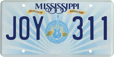 MS license plate JOY311