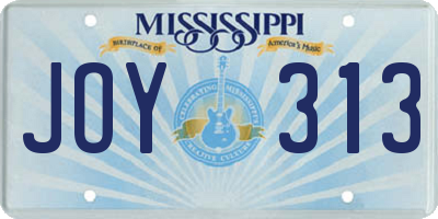 MS license plate JOY313