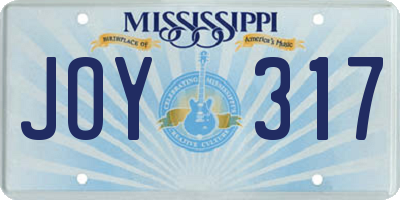 MS license plate JOY317