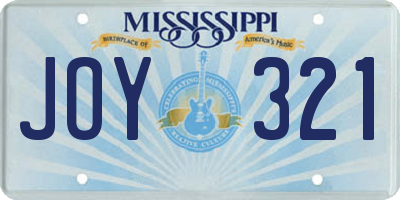 MS license plate JOY321