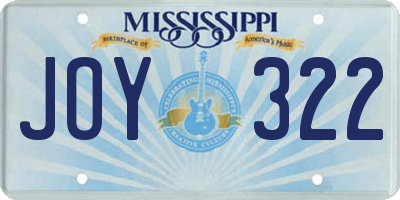 MS license plate JOY322