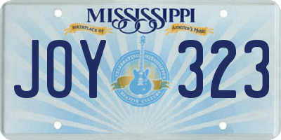 MS license plate JOY323
