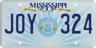 MS license plate JOY324