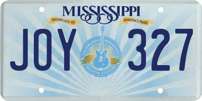 MS license plate JOY327