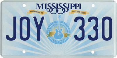 MS license plate JOY330