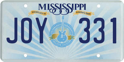 MS license plate JOY331
