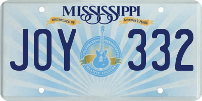 MS license plate JOY332