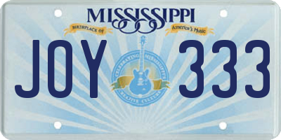 MS license plate JOY333
