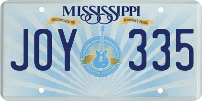 MS license plate JOY335