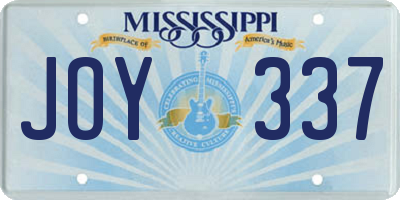 MS license plate JOY337