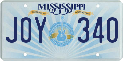 MS license plate JOY340
