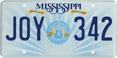 MS license plate JOY342