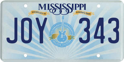 MS license plate JOY343