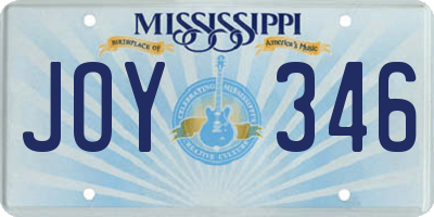 MS license plate JOY346
