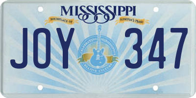 MS license plate JOY347