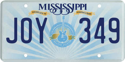MS license plate JOY349