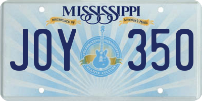 MS license plate JOY350