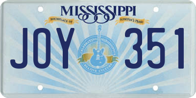MS license plate JOY351