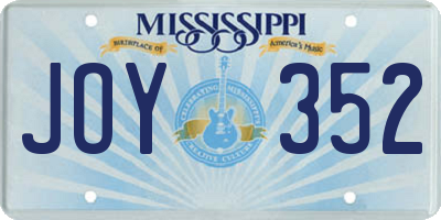 MS license plate JOY352