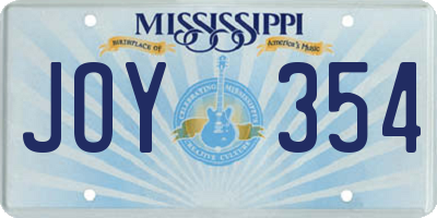 MS license plate JOY354