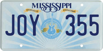 MS license plate JOY355