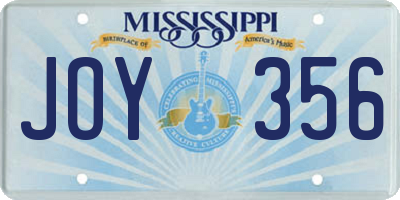 MS license plate JOY356