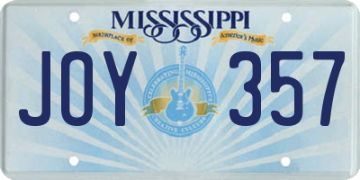 MS license plate JOY357