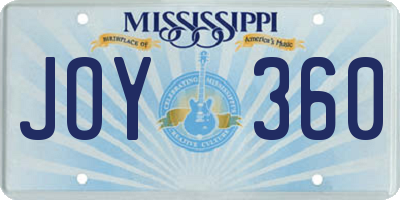 MS license plate JOY360