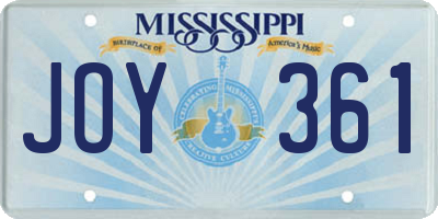 MS license plate JOY361