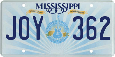 MS license plate JOY362