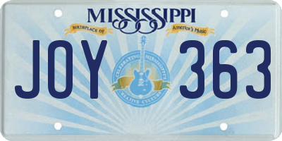 MS license plate JOY363