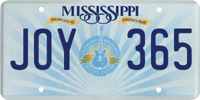 MS license plate JOY365