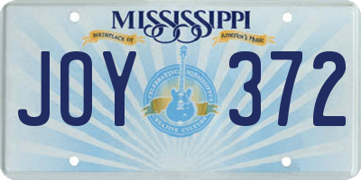 MS license plate JOY372