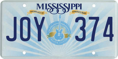 MS license plate JOY374