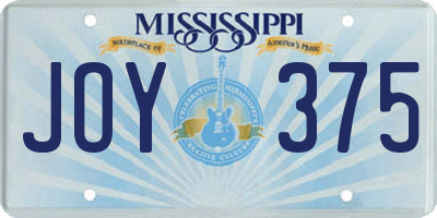 MS license plate JOY375