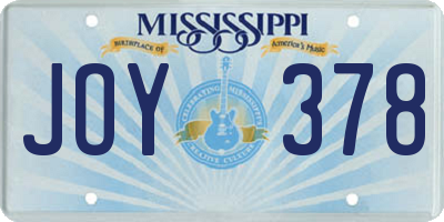 MS license plate JOY378