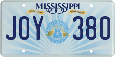 MS license plate JOY380