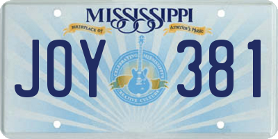 MS license plate JOY381