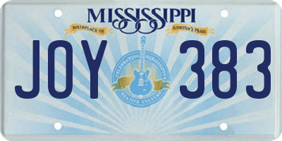 MS license plate JOY383