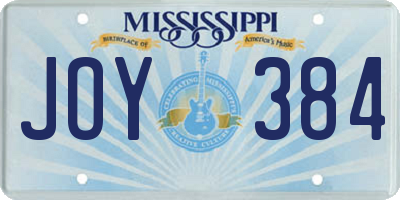 MS license plate JOY384