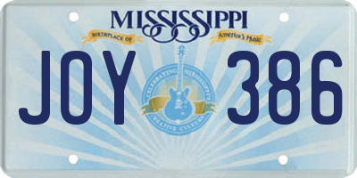 MS license plate JOY386