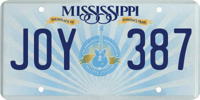 MS license plate JOY387
