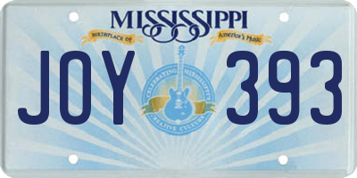 MS license plate JOY393