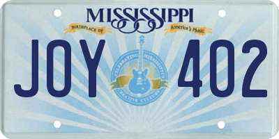 MS license plate JOY402
